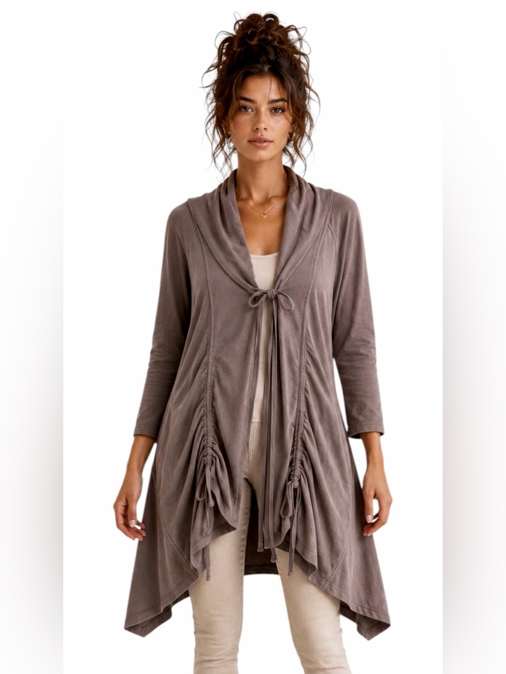 Prairie Underground – OversIzed Asymmetric Moth Coat – Taupe Gray – Sz. M